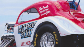 Hand painted sponsor graphics for race cars